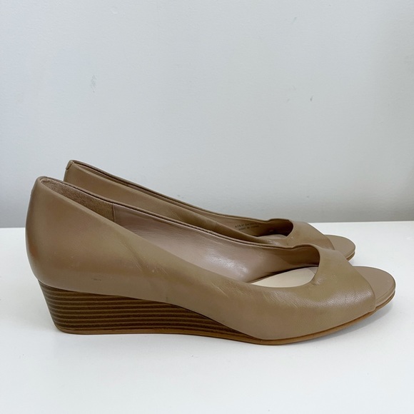 Cole Haan Open Toe Wedge in Tan - Picture 2 of 7